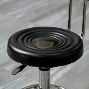 Height Adjustable Stool on wheels with backrest & footrest - Round - Black Stool