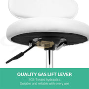 Height Adjustable Stool on wheels with backrest & footrest - Round - Blue