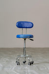 Height Adjustable Stool on wheels with backrest & footrest - Round - Blue