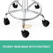 Height Adjustable Stool on wheels with backrest & footrest - Round - Red