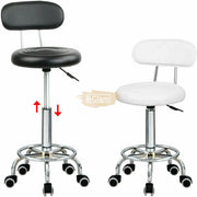 Height Adjustable Stool on wheels with backrest & footrest - Round - Red