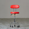 Height Adjustable Stool on wheels with backrest & footrest - Round - Red