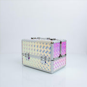 Holographic Makeup Train Case 30cm Silver Cosmetic Case