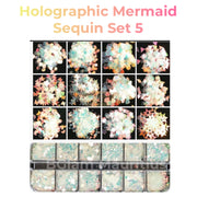 Holographic Mermaid Nail Sequins Set - Available in 5 designs 5 Nail Sequins
