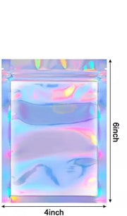 Holographic Resealable Foil Pouch Ziplock Bag 10.5*15cm (Bag only) Ziplock Bags