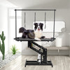 Hydraulic Pet Grooming Table with Overhead Bar Hooks & Leashes | Black Grooming Table