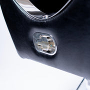 Hydraulic Recliner Barber Chair | Round Silver Disc Plate | Black Barber Chair