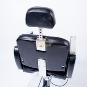 Hydraulic Recliner Barber Chair | Round Silver Disc Plate | Black Barber Chair