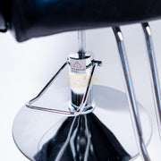 Hydraulic Recliner Barber Chair | Round Silver Disc Plate | Black Barber Chair