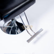 Hydraulic Recliner Barber Chair | Round Silver Disc Plate | Black Barber Chair