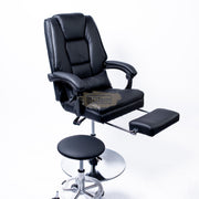Hydraulic Recliner Chair with footrest & stool - Black