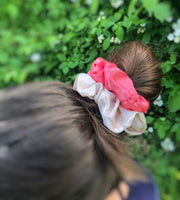 Silk Hair Scrunchies | Tri-Color | 3 pieces | sky blue, cream, pink