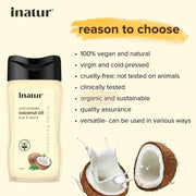 Inatur 100% Pure Cold-Pressed Coconut Oil 100ml Oil