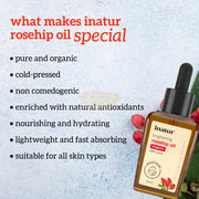 Inatur 100% Pure Cold-Pressed Rosehip Oil 30ml Oil
