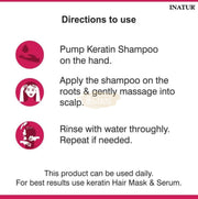 Inatur Shampoo - Keratin 350ml - Sulphate Free Organic Strengthens hair Shampoo