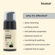 Inatur Charcoal Foaming Face Wash 100ml