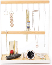 Jewelry Display Stand | White Metal & Wood (Organizer only) Jewelry Holder
