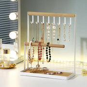 Jewelry Display Stand | White Metal & Wood (Organizer only) Jewelry Holder