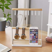 Jewelry Display Stand | White Metal & Wood (Organizer only) Jewelry Holder