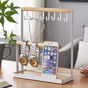 Jewelry Display Stand | White Metal & Wood (Organizer only) Jewelry Holder