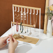 Jewelry Display Stand | White Metal & Wood (Organizer only) Jewelry Holder