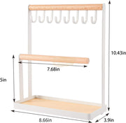 Jewelry Display Stand | White Metal & Wood (Organizer only) Jewelry Holder
