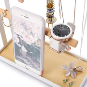 Jewelry Display Stand | White Metal & Wood (Organizer only) Jewelry Holder