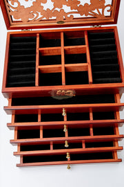 Jewelry Organizer with 5 Drawers - Brown Fashion Jewelry