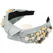 Knotted Pearl Headband Baby Blue Hair Accessories