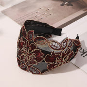Lace Flower Wide Headband Red Hair Accessories