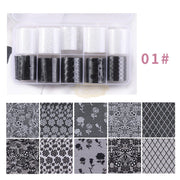 Lace Nail Foil Transfer Set (10 rolls) - Available in 5 designs Nail Foil 1 Nail Art Tool