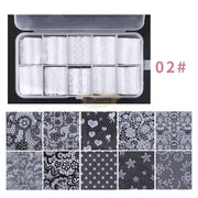 Lace Nail Foil Transfer Set (10 rolls) - Available in 5 designs Nail Foil 2 Nail Art Tool