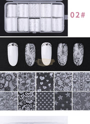 Lace Nail Foil Transfer Set (10 rolls) - Available in 5 designs Nail Art Tool