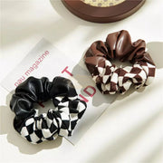 Leather Corduroy Checkerboard Print Scrunchie Design 10 Hair Accessories