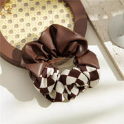 Leather Corduroy Checkerboard Print Scrunchie Design 10 Hair Accessories
