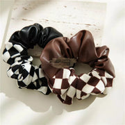 Leather Corduroy Checkerboard Print Scrunchie Design 10 Hair Accessories