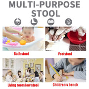 Low profile stool on wheels | 32cm | Black with decorative stitch Stool