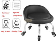 Low profile stool on wheels with back support | 31 cm | Black Pedicure Stool