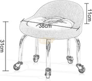 Low profile stool on wheels with back support | 31 cm | Black Pedicure Stool