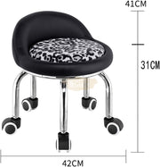 Low profile stool on wheels with back support | 31 cm | Black Pedicure Stool