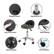 Low profile stool on wheels with back support | Black Stool