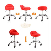 Low profile stool on wheels with back support | Black Stool