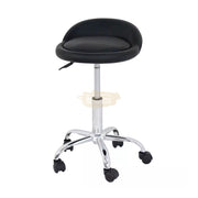 Low profile stool on wheels with back support | Black Stool