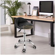 Low profile stool on wheels with back support | Black Stool