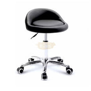 Low profile stool on wheels with back support | Black Stool