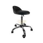 Low profile stool on wheels with back support | Black Stool