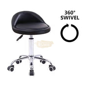 Low profile stool on wheels with back support | Black Stool