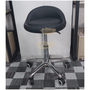 Low profile stool on wheels with back support | Black Stool