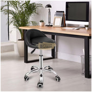 Low profile stool on wheels with back support | Orange Stool