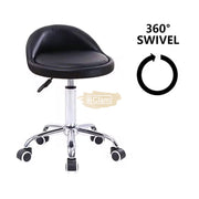 Low profile stool on wheels with back support | Orange Stool